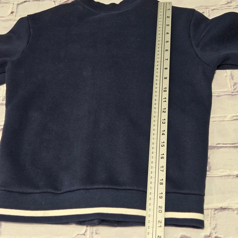 Puma Bomber Jacket Navy Blue Snap Fleece Sport Athletic Kids Size M 10/12